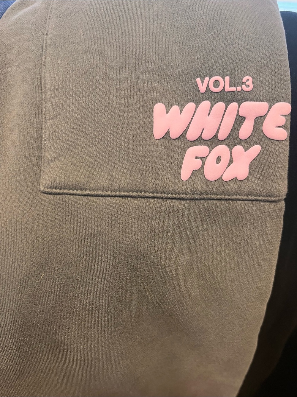 White Fox Boutique Gray Sweatpants with Pink Logo - Picture 3 of 4